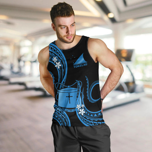 Tokelau Men Tank Top Tokelauan Tatau With Badge Blue
