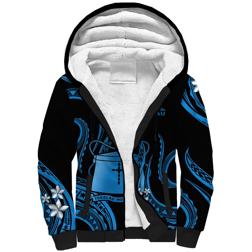 Tokelau Sherpa Hoodie Tokelauan Tatau With Badge Blue