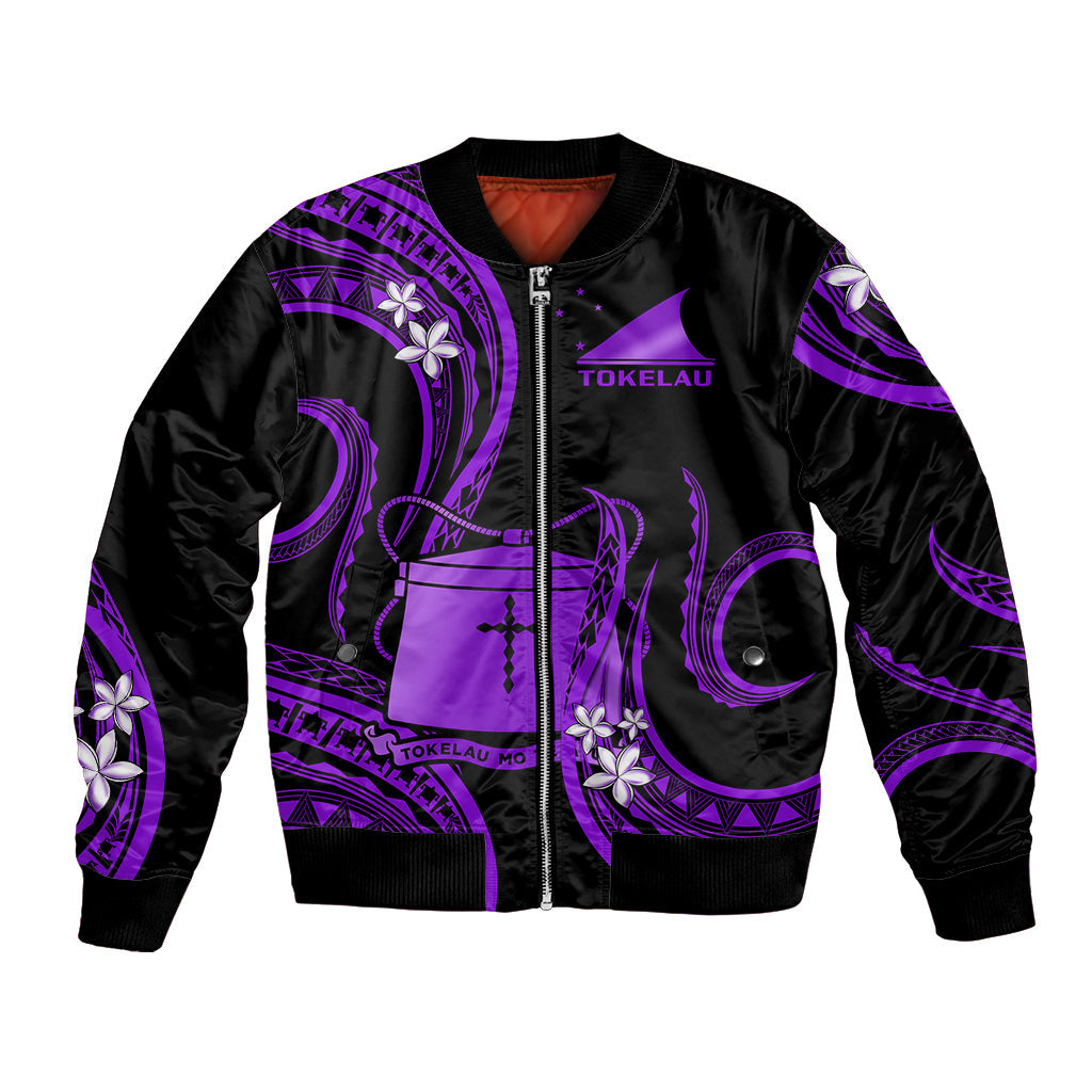 Tokelau Bomber Jacket Tokelauan Tatau With Badge Purple