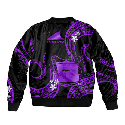 Tokelau Bomber Jacket Tokelauan Tatau With Badge Purple