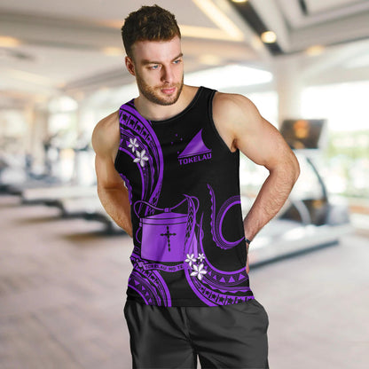 Tokelau Men Tank Top Tokelauan Tatau With Badge Purple