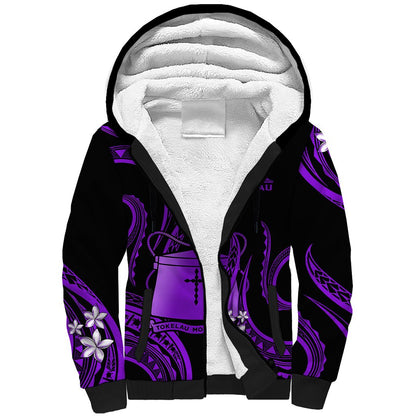Tokelau Sherpa Hoodie Tokelauan Tatau With Badge Purple