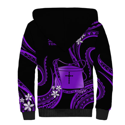 Tokelau Sherpa Hoodie Tokelauan Tatau With Badge Purple