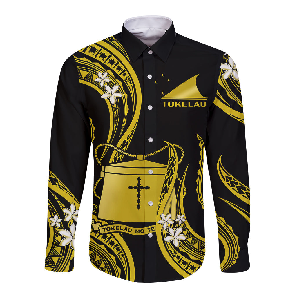 Tokelau Long Sleeve Button Shirt Tokelauan Tatau With Badge Yellow