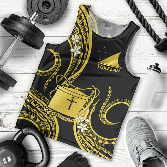 Tokelau Men Tank Top Tokelauan Tatau With Badge Yellow