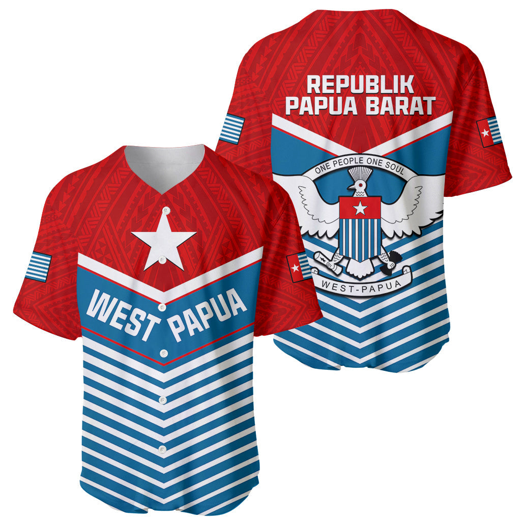 West Papua Baseball Jersey Coat Of Arms And Morning Star Flag