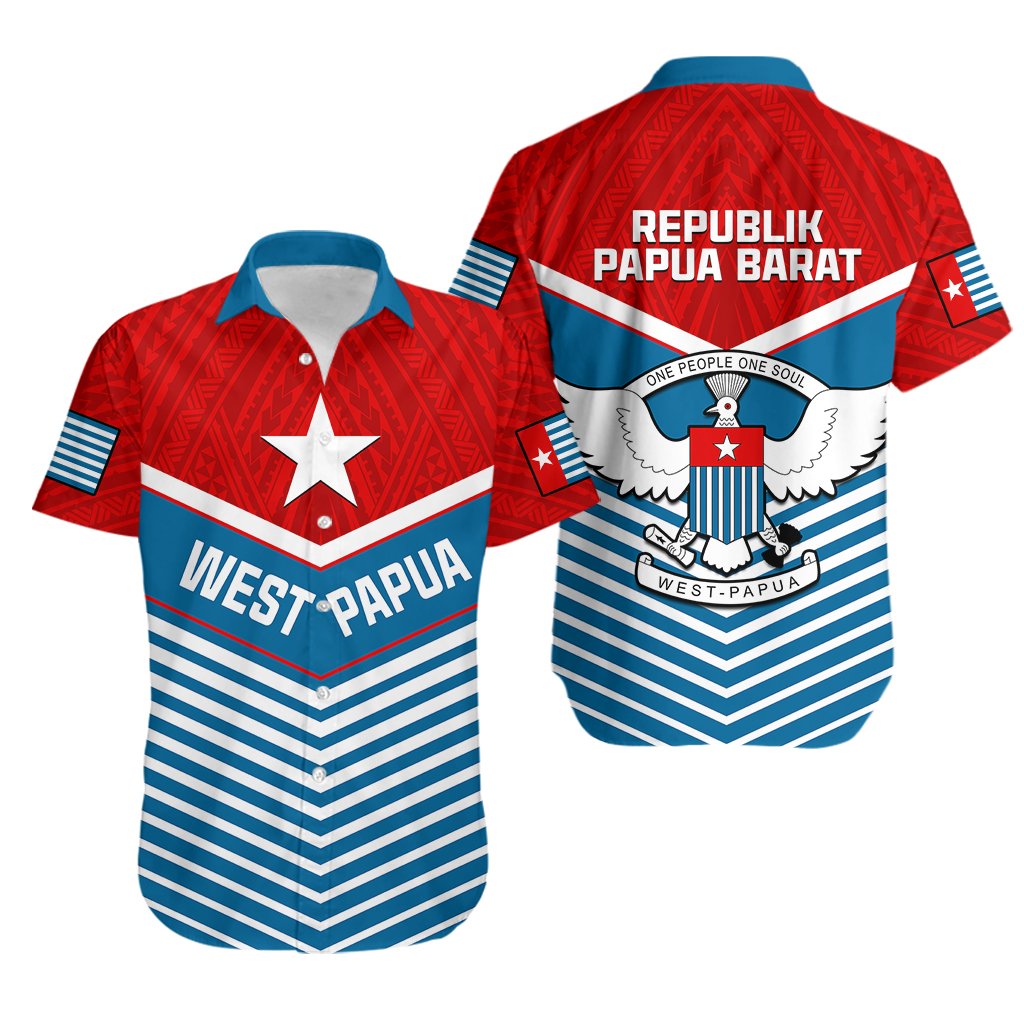 West Papua Hawaiian Shirt Coat Of Arms And Morning Star Flag