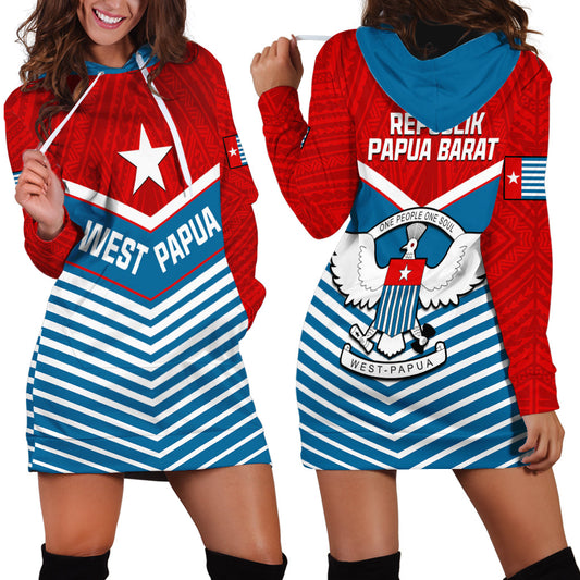 West Papua Hoodie Dress Coat Of Arms And Morning Star Flag