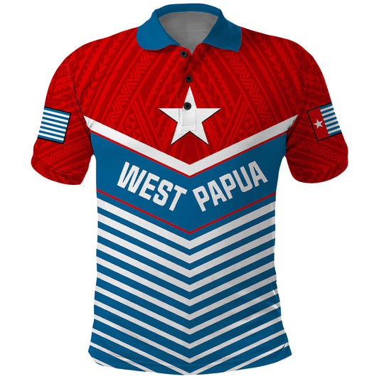 West Papua Polo Shirt Coat Of Arms And Morning Star Flag