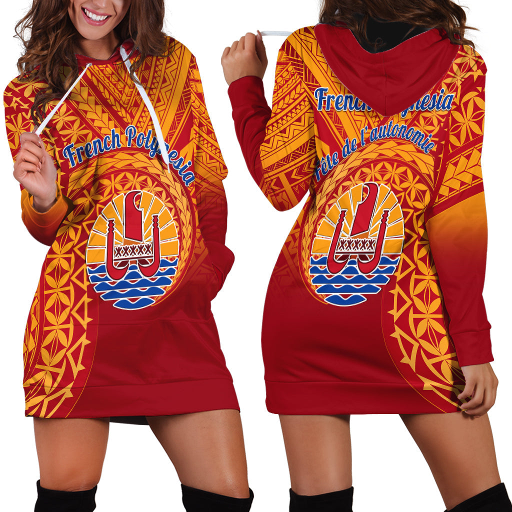 French Polynesia Hoodie Dress Happy Internal Autonomy Day
