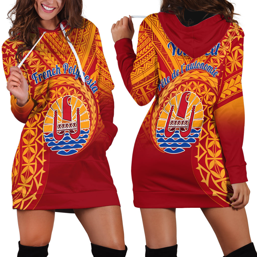 Custom Personalised French Polynesia Hoodie Dress Happy Internal Autonomy Day