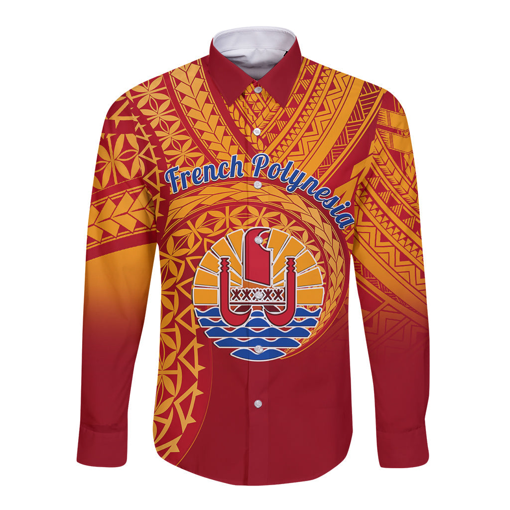 French Polynesia Long Sleeve Button Shirt Happy Internal Autonomy Day