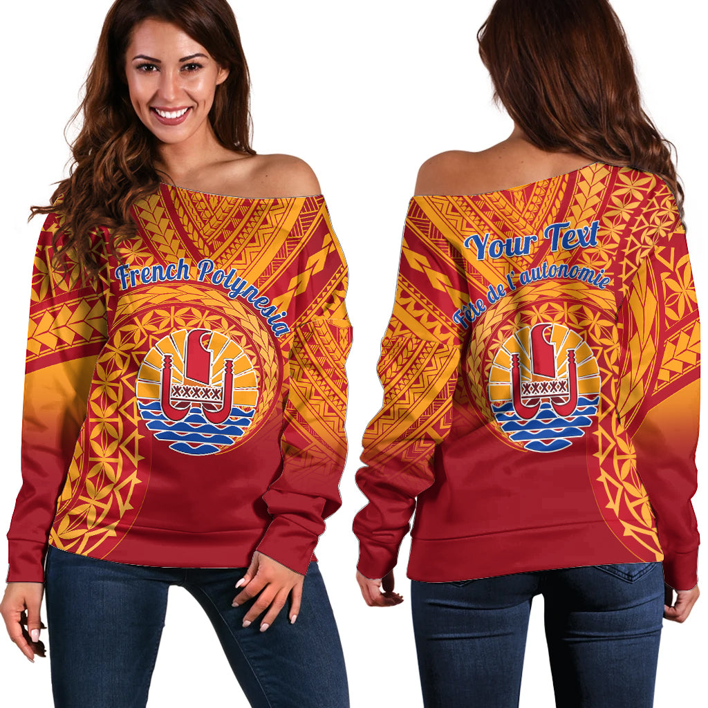 (Custom Personalised) French Polynesia Off Shoulder Sweater Happy Internal Autonomy Day