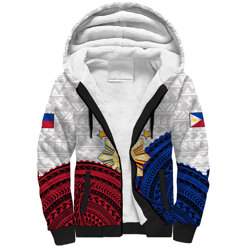 (Custom Personalised) Philippines Independence Day Sherpa Hoodie Proud To Be Filipino Polynesian Pattern