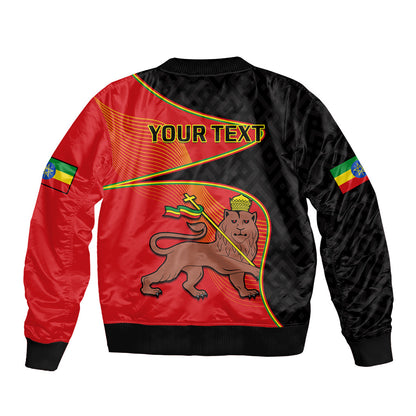 (Custom Personalised) Ethiopia Derg Downfall Day Sleeve Zip Bomber Jacket Ethiopian Lion Of Judah
