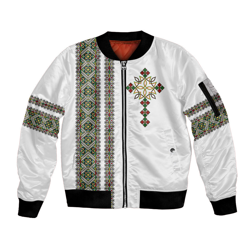 Ethiopia Sleeve Zip Bomber Jacket Ethiopian Tilet With African Pattern Ver.02