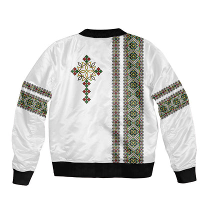 Ethiopia Sleeve Zip Bomber Jacket Ethiopian Tilet With African Pattern Ver.02