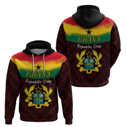 1 July Ghana Republic Day Hoodie African Pattern Mix Flag Unique Style