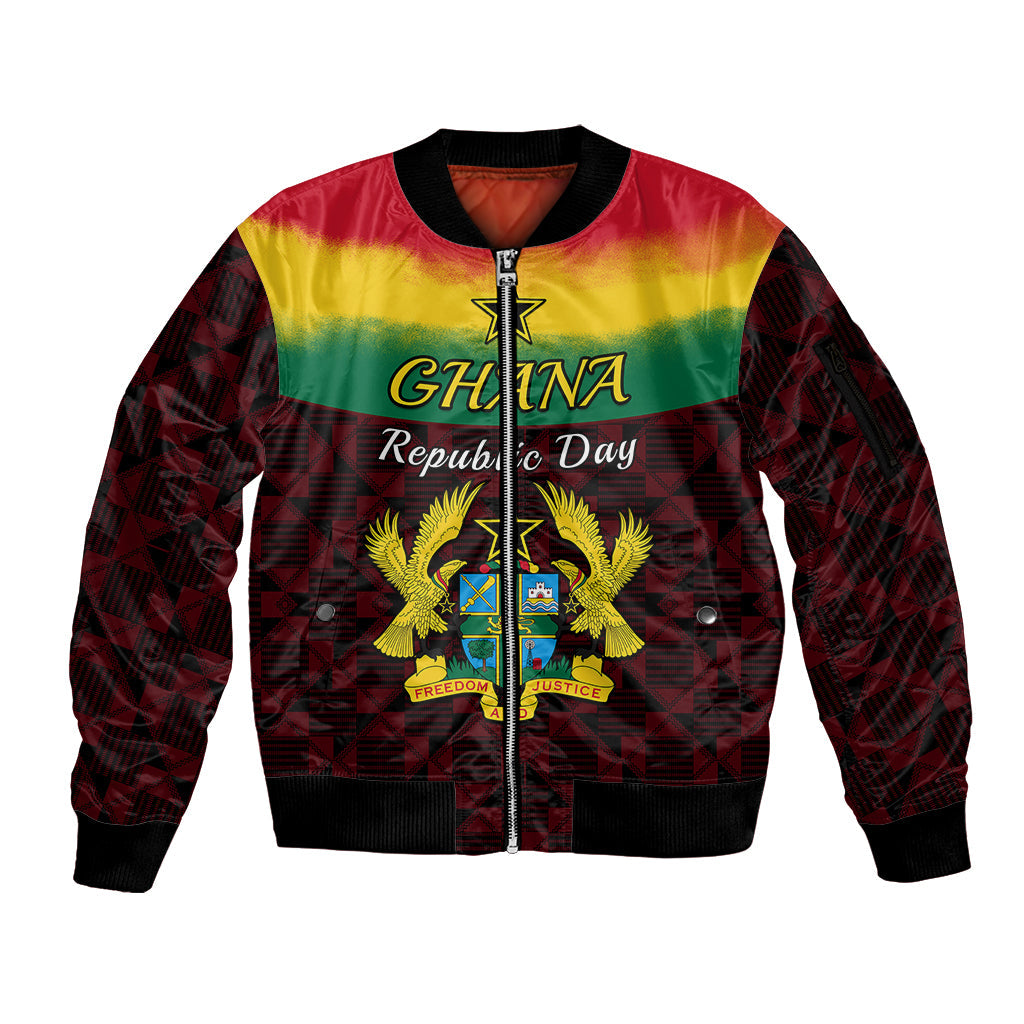 1 July Ghana Republic Day Sleeve Zip Bomber Jacket African Pattern Mix Flag Unique Style