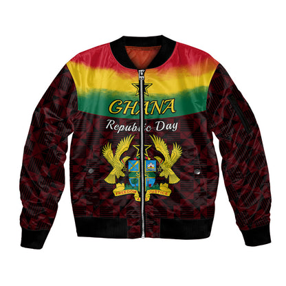 1 July Ghana Republic Day Sleeve Zip Bomber Jacket African Pattern Mix Flag Unique Style