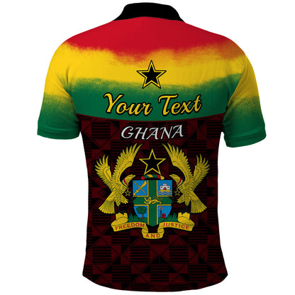 Personalised 1 July Ghana Republic Day Polo Shirt African Pattern Mix Flag Unique Style