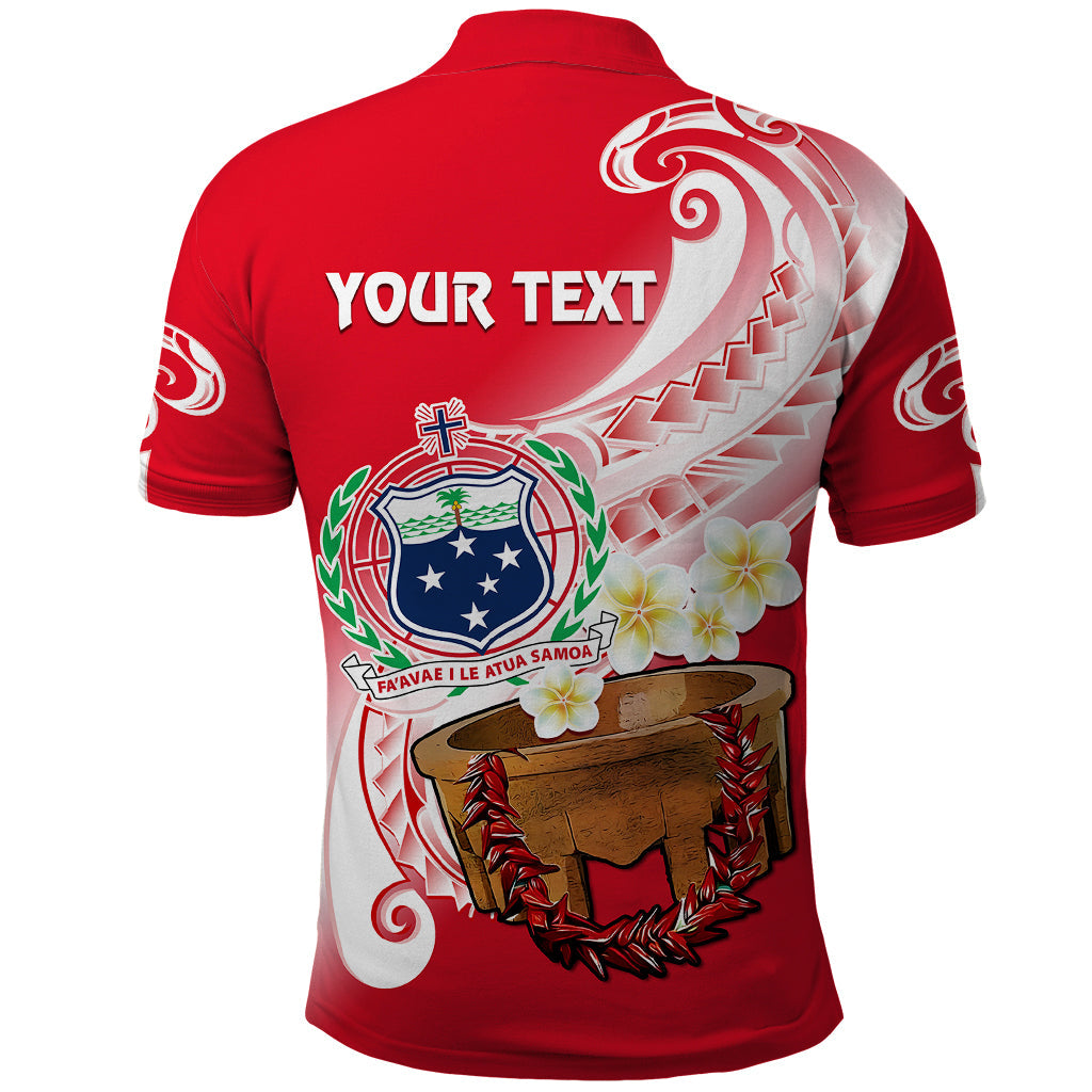 Custom Personalised Samoa Polo Shirt Ula Fala Kava Bowl Plumeria Polynesian Red