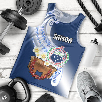 Samoa Men Tank Top Ula Fala Kava Bowl Plumeria Polynesian Blue