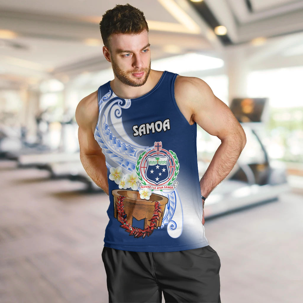 Samoa Men Tank Top Ula Fala Kava Bowl Plumeria Polynesian Blue