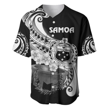(Custom Personalised) Samoa Baseball Jersey Ula Fala Kava Bowl Plumeria Polynesian Black