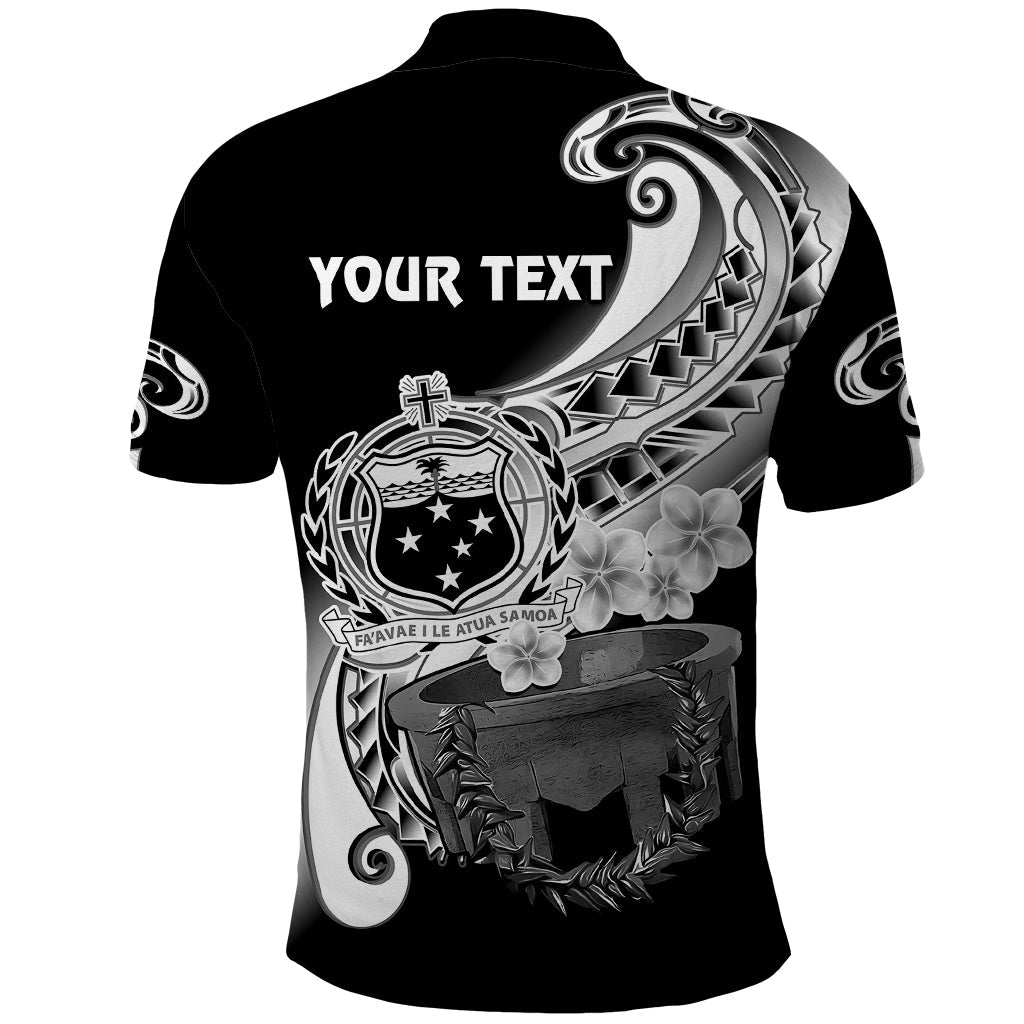 Custom Personalised Samoa Polo Shirt Ula Fala Kava Bowl Plumeria Polynesian Black