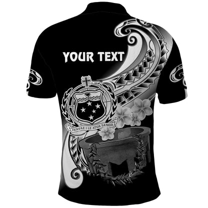 Custom Personalised Samoa Polo Shirt Ula Fala Kava Bowl Plumeria Polynesian Black