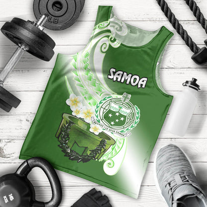 Samoa Men Tank Top Ula Fala Kava Bowl Plumeria Polynesian Green