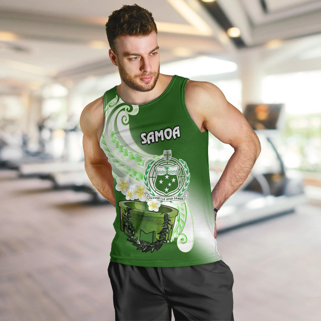 Samoa Men Tank Top Ula Fala Kava Bowl Plumeria Polynesian Green