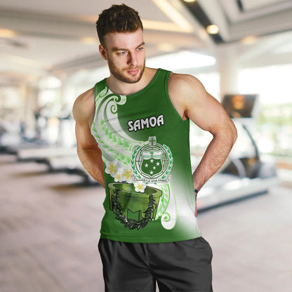 Samoa Men Tank Top Ula Fala Kava Bowl Plumeria Polynesian Green