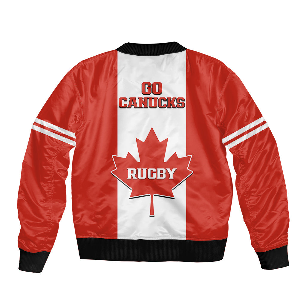 Canada Rugby Sleeve Zip Bomber Jacket Go Canucks Maple Leaf Pacific 2023