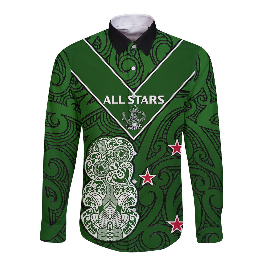 Aotearoa Rugby Long Sleeve Button Shirt All Stars New Zealand Tiki Maori
