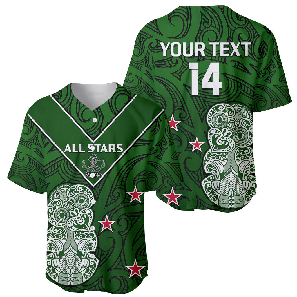 (Custom Text And Number) Aotearoa Rugby Baseball Jersey All Stars New Zealand Tiki Maori