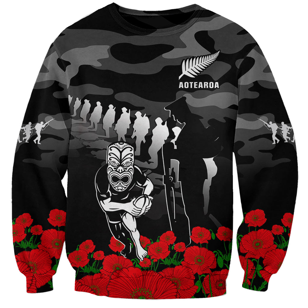 New Zealand ANZAC Rugby Sweatshirt Silver Fern All Black Camouflage Mix Poppy