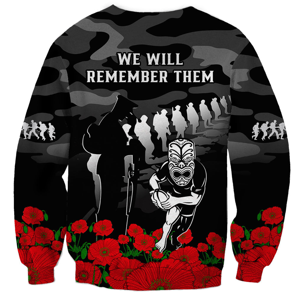 New Zealand ANZAC Rugby Sweatshirt Silver Fern All Black Camouflage Mix Poppy