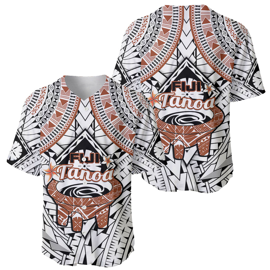 Fiji Tanoa Baseball Jersey Kava Bowl Fijian Tapa Brown Pattern