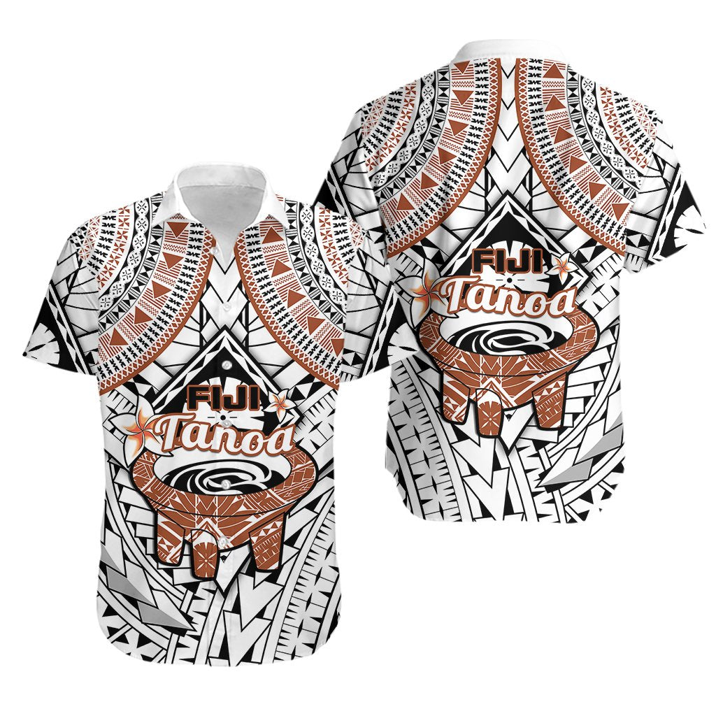 Fiji Tanoa Hawaiian Shirt Kava Bowl Fijian Tapa Brown Pattern