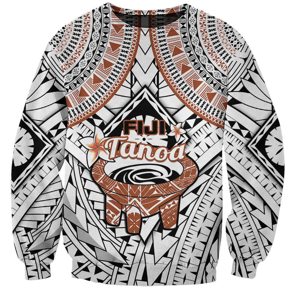 Fiji Tanoa Sweatshirt Kava Bowl Fijian Tapa Brown Pattern