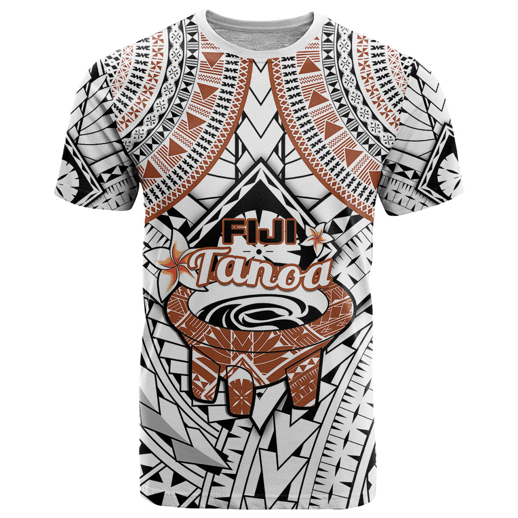 Fiji Tanoa T Shirt Kava Bowl Fijian Tapa Brown Pattern