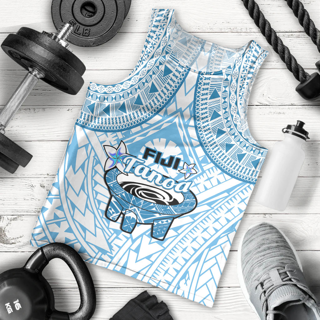 Fiji Tanoa Men Tank Top Kava Bowl Fijian Tapa Blue Pattern