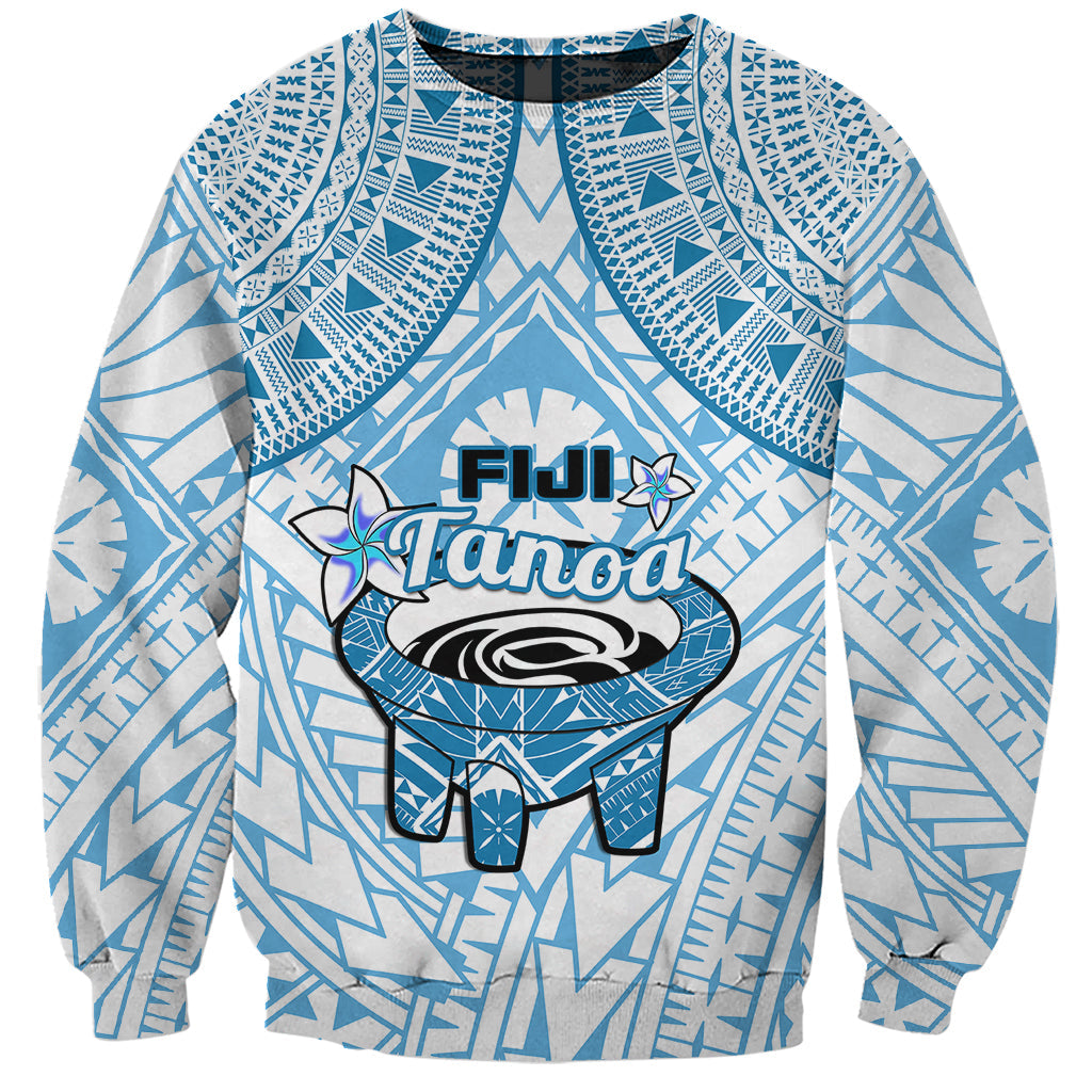 Fiji Tanoa Sweatshirt Kava Bowl Fijian Tapa Blue Pattern