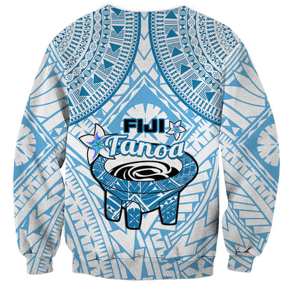 Fiji Tanoa Sweatshirt Kava Bowl Fijian Tapa Blue Pattern
