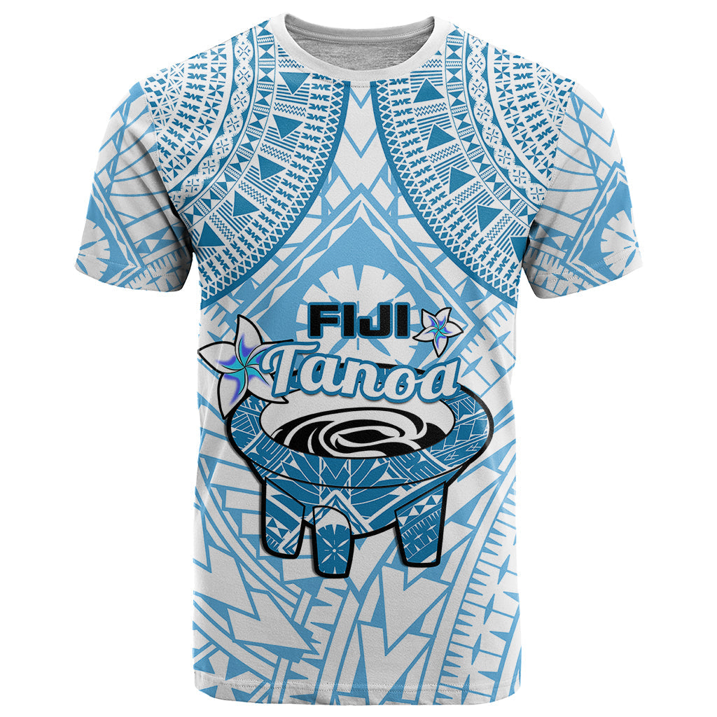 Fiji Tanoa T Shirt Kava Bowl Fijian Tapa Blue Pattern