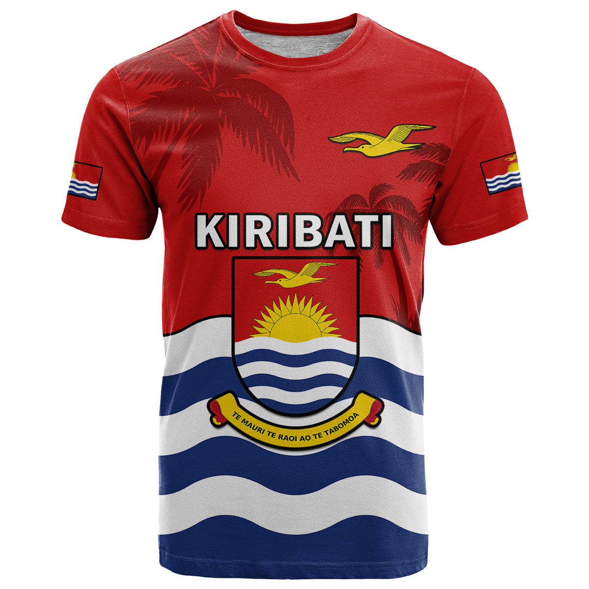 Ribaberiki Kiribati Coat Of Arms Mix Palm Trees T Shirt
