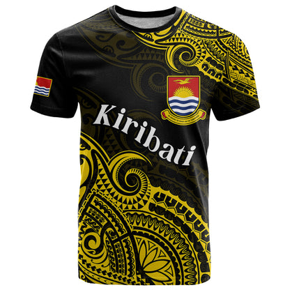 (Custom Personalised) Ribaberiki Kiribati Coat Of Arms Mix Yellow Polynesian T Shirt