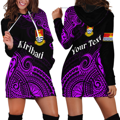 Custom Personalised Ribaberiki Kiribati Coat Of Arms Mix Purple Polynesian Hoodie Dress